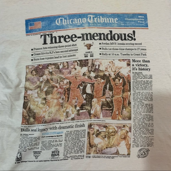 VTG Bulls t-shirt 1993 NBA Three Mendous xl faded - Picture 2 of 6